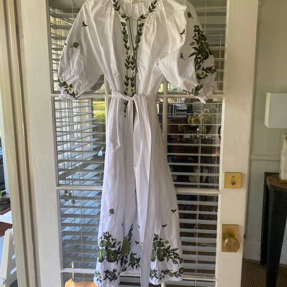 Julia Amory Dresses & Skirts - Julia Amory x Aerin limited edition White and Green Embroidered  Dress
